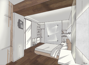 Заказать  через Интернет личный Блиц-проект интерьеров дома в г. Умань  . Спальня 21 м2